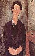 Amedeo Modigliani Portrat des Chaiim Soutine, an einem Tisch sitzend oil painting reproduction